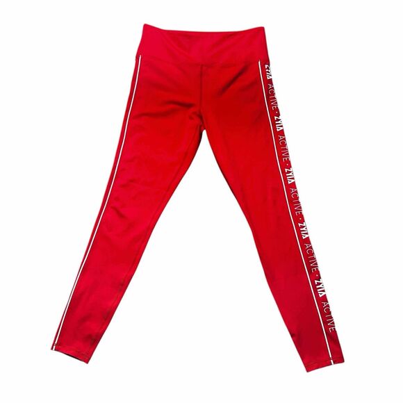 Zyia Active Red Logo Side Stripe Athletic Leggings Women’s Size 12 Stretch - Picture 1 of 9